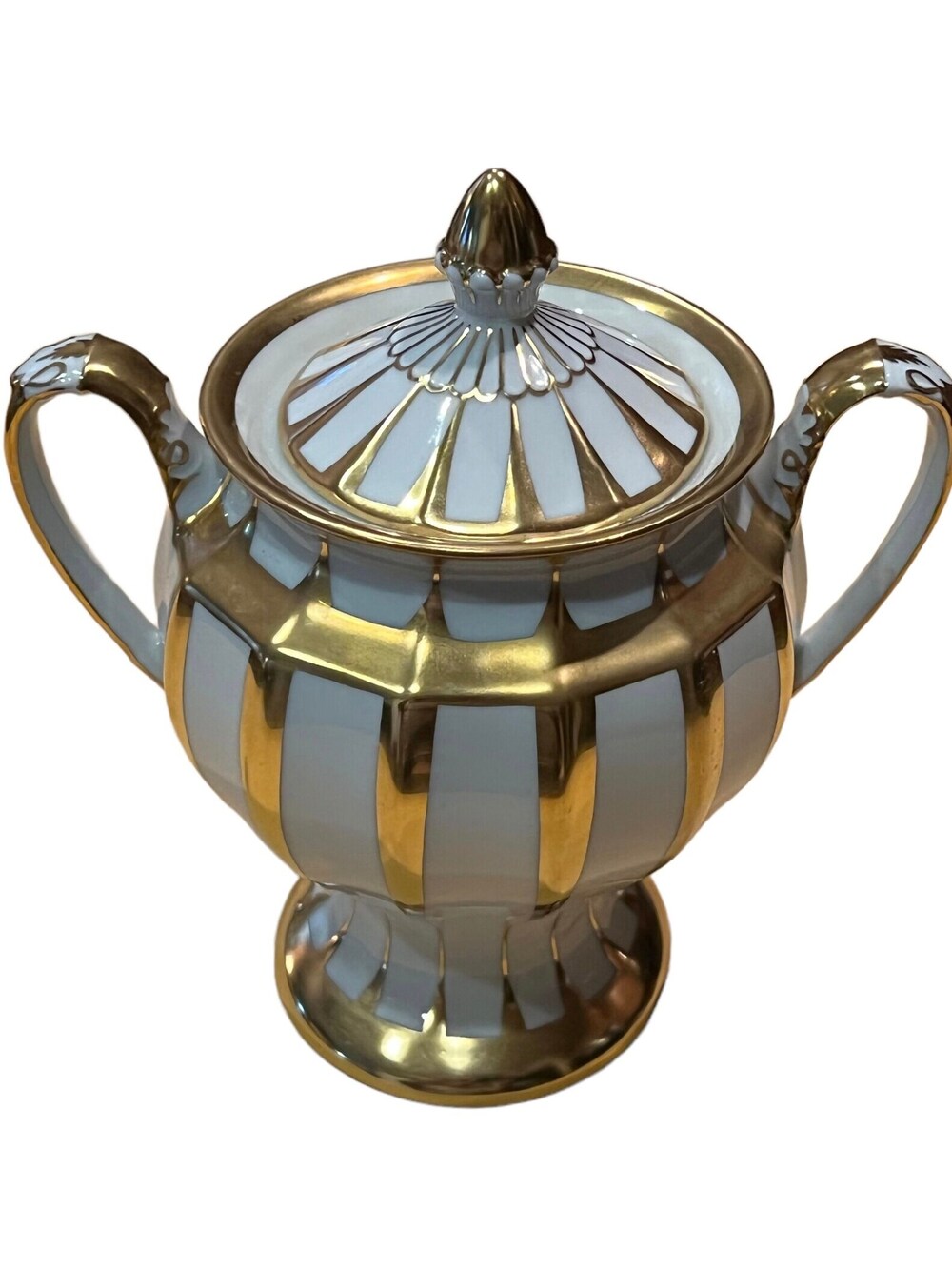 Regal German Forstenberg Grecque Athena Heavy Gold Gild Porcelain Sugar Bowl